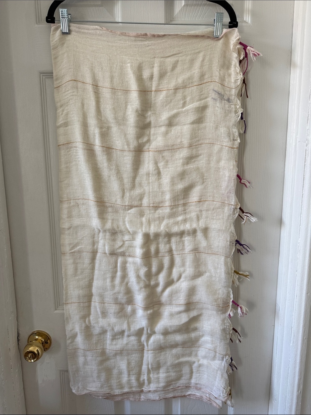 Zara Cream Lightweight Tassel Edge Wrap Scarf